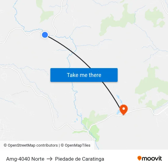 Amg-4040 Norte to Piedade de Caratinga map