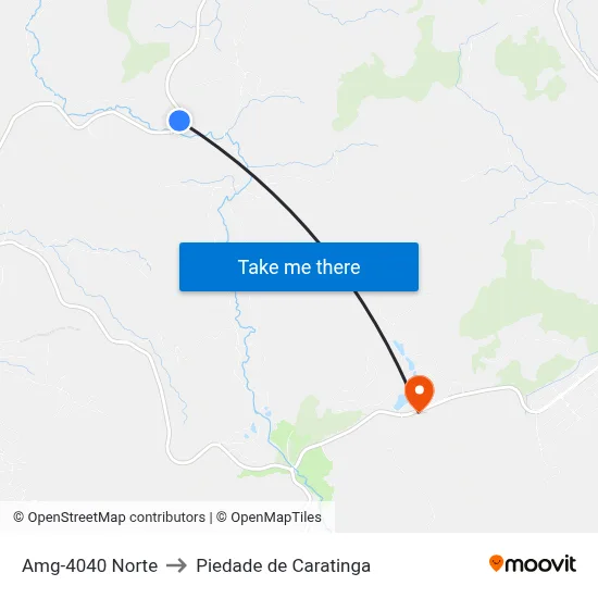 Amg-4040 Norte to Piedade de Caratinga map