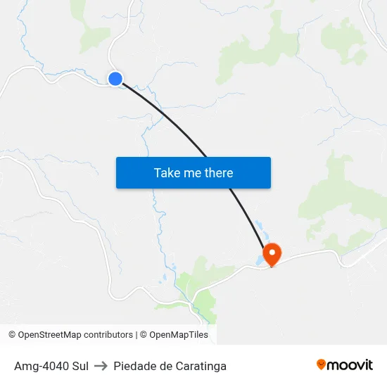 Amg-4040 Sul to Piedade de Caratinga map