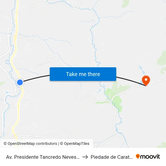Av. Presidente Tancredo Neves, 3063 to Piedade de Caratinga map