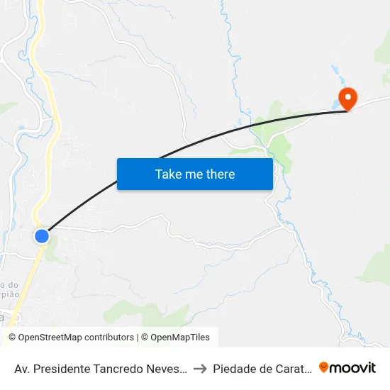 Av. Presidente Tancredo Neves, 1401 to Piedade de Caratinga map