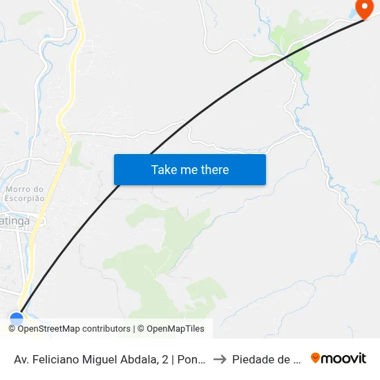 Av. Feliciano Miguel Abdala, 2 | Ponto Final Do Aparecida to Piedade de Caratinga map