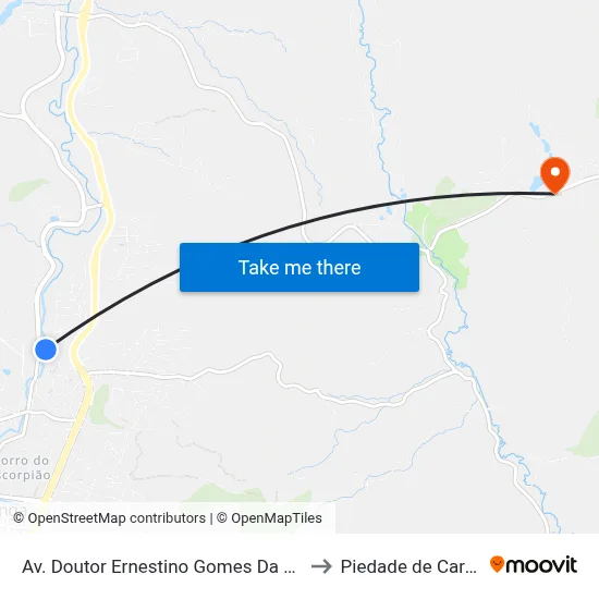 Av. Doutor Ernestino Gomes Da Costa, 250 to Piedade de Caratinga map