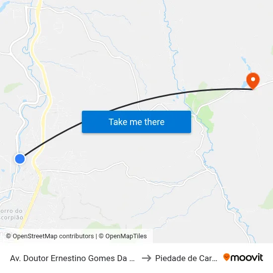 Av. Doutor Ernestino Gomes Da Costa, 291 to Piedade de Caratinga map