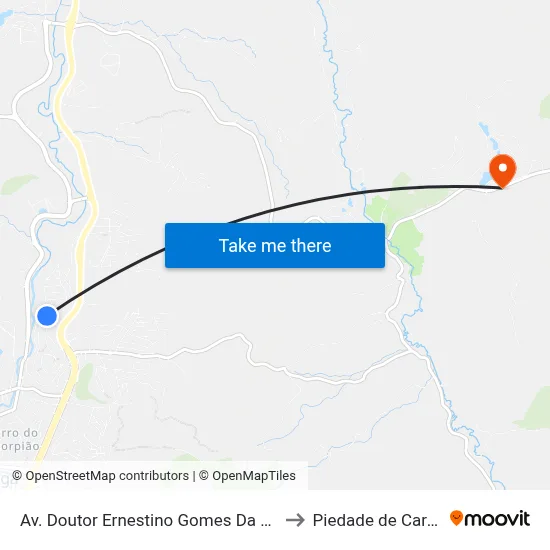 Av. Doutor Ernestino Gomes Da Costa, 474 to Piedade de Caratinga map