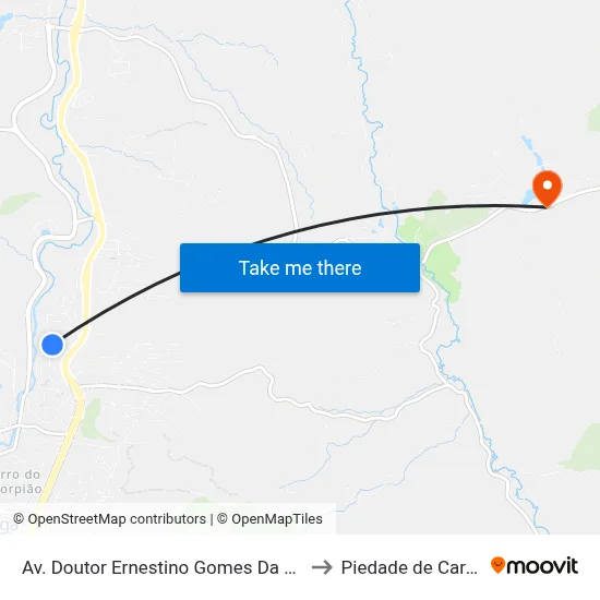 Av. Doutor Ernestino Gomes Da Costa, 495 to Piedade de Caratinga map