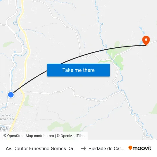 Av. Doutor Ernestino Gomes Da Costa, 10 to Piedade de Caratinga map