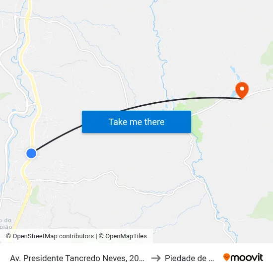 Av. Presidente Tancredo Neves, 2036 | Marginal Oeste to Piedade de Caratinga map