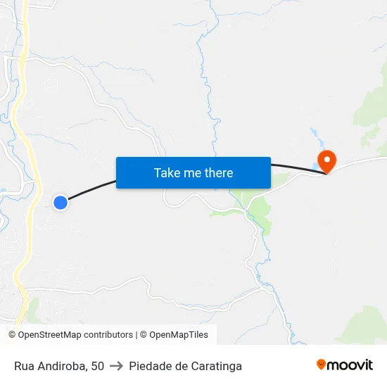 Rua Andiroba, 50 to Piedade de Caratinga map