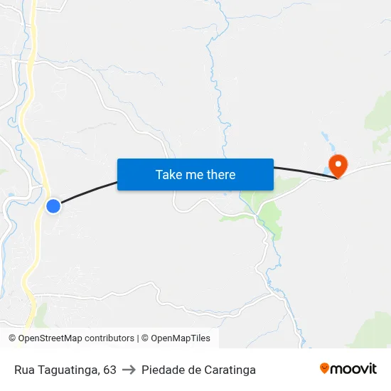 Rua Taguatinga, 63 to Piedade de Caratinga map