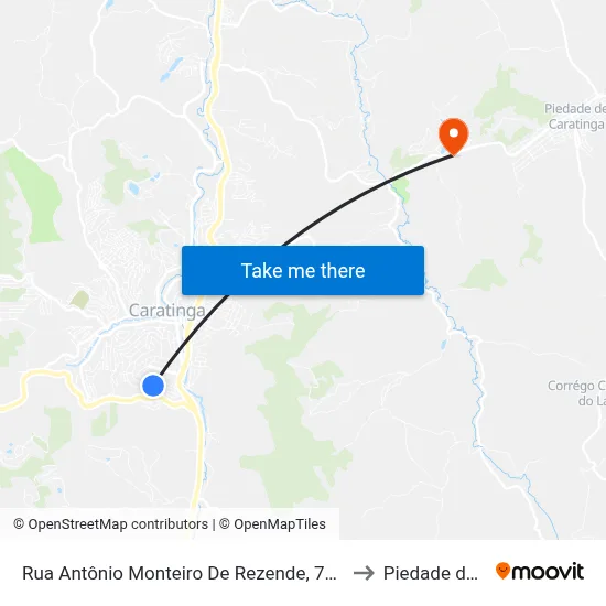 Rua Antônio Monteiro De Rezende, 725 | Residencial Bella Floresta to Piedade de Caratinga map