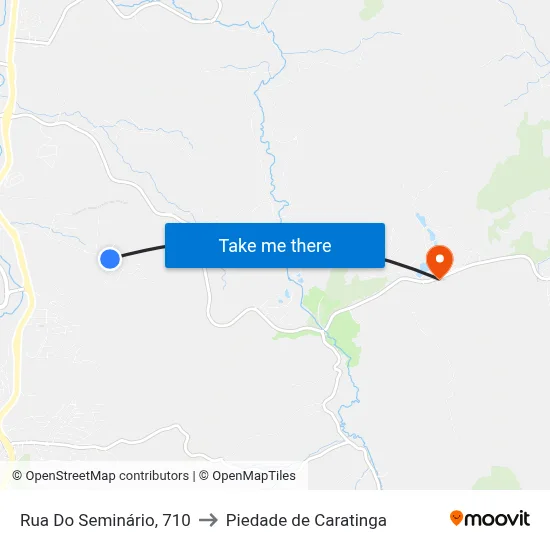 Rua Do Seminário, 710 to Piedade de Caratinga map