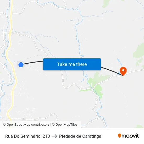 Rua Do Seminário, 210 to Piedade de Caratinga map