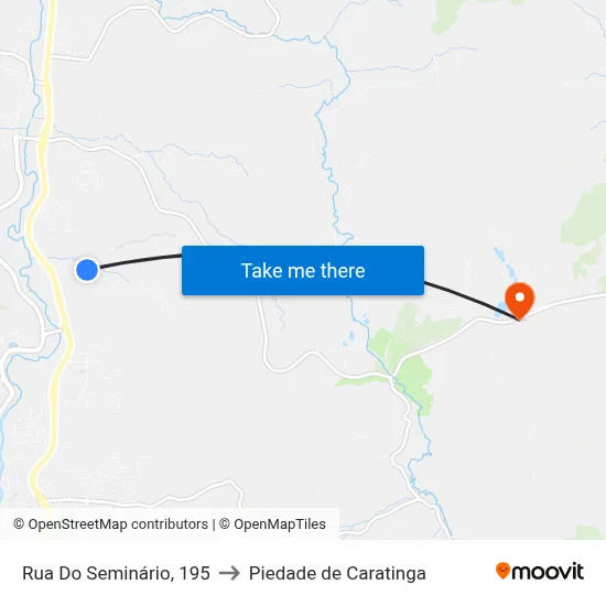 Rua Do Seminário, 195 to Piedade de Caratinga map