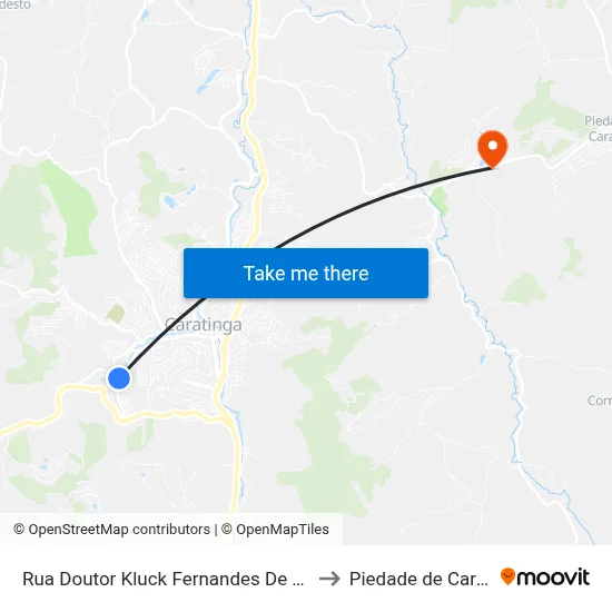 Rua Doutor Kluck Fernandes De Oliveira, 34 to Piedade de Caratinga map