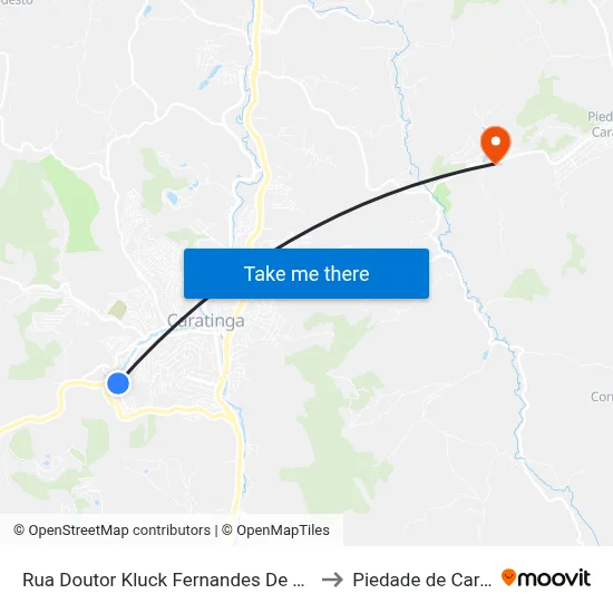 Rua Doutor Kluck Fernandes De Oliveira, 210 to Piedade de Caratinga map