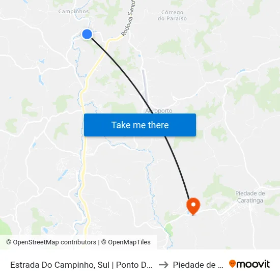 Estrada Do Campinho, Sul | Ponto De Retorno Do Campinho to Piedade de Caratinga map