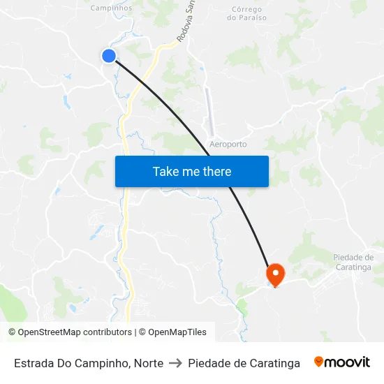 Estrada Do Campinho, Norte to Piedade de Caratinga map