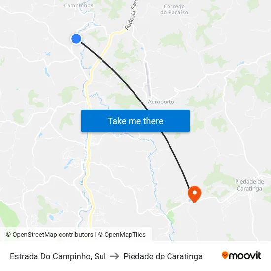 Estrada Do Campinho, Sul to Piedade de Caratinga map