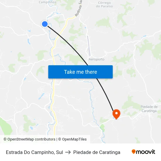 Estrada Do Campinho, Sul to Piedade de Caratinga map