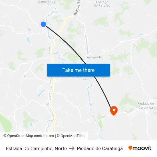 Estrada Do Campinho, Norte to Piedade de Caratinga map