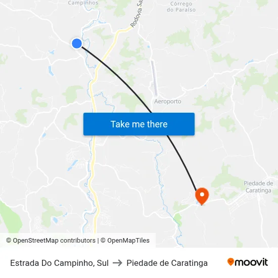 Estrada Do Campinho, Sul to Piedade de Caratinga map