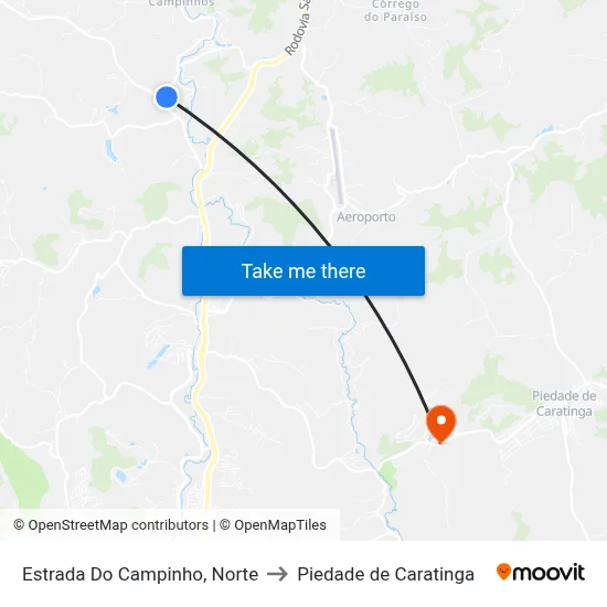Estrada Do Campinho, Norte to Piedade de Caratinga map