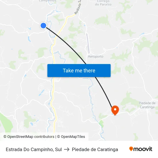 Estrada Do Campinho, Sul to Piedade de Caratinga map
