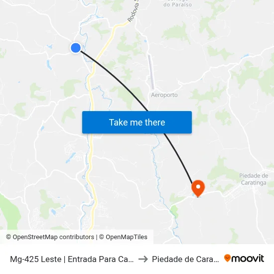 Mg-425 Leste | Entrada Para Campinho to Piedade de Caratinga map