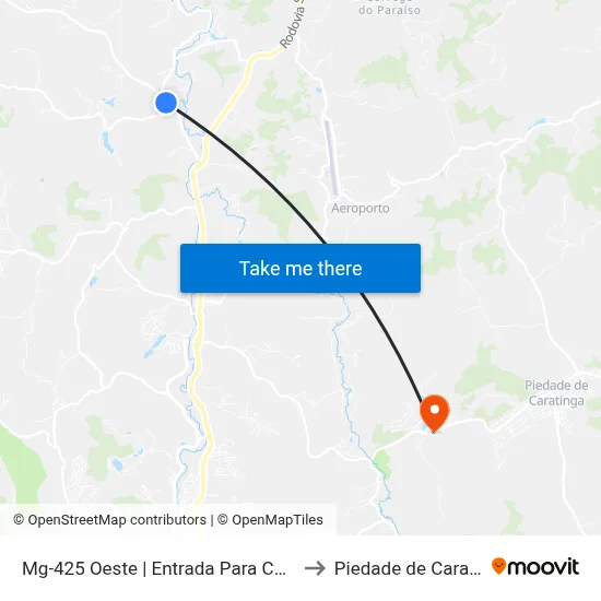 Mg-425 Oeste | Entrada Para Campinho to Piedade de Caratinga map