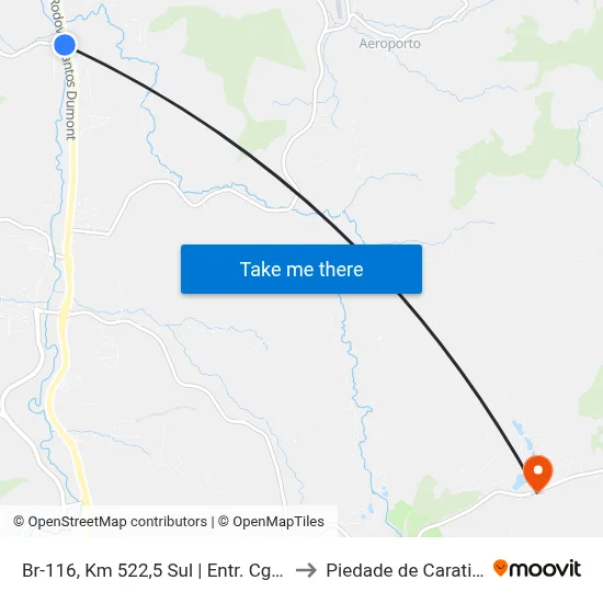 Br-116, Km 522,5 Sul | Entr. Cga-240 to Piedade de Caratinga map