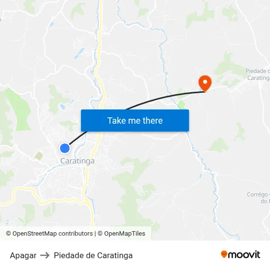 Apagar to Piedade de Caratinga map
