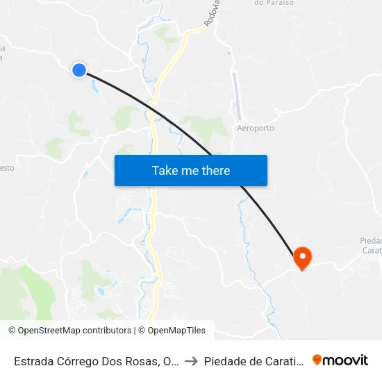 Estrada Córrego Dos Rosas, Oeste to Piedade de Caratinga map