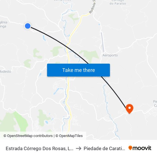 Estrada Córrego Dos Rosas, Leste to Piedade de Caratinga map