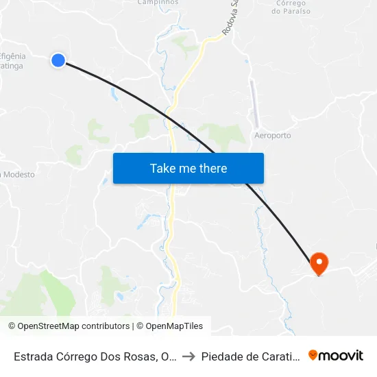 Estrada Córrego Dos Rosas, Oeste to Piedade de Caratinga map