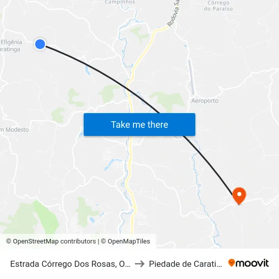 Estrada Córrego Dos Rosas, Oeste to Piedade de Caratinga map