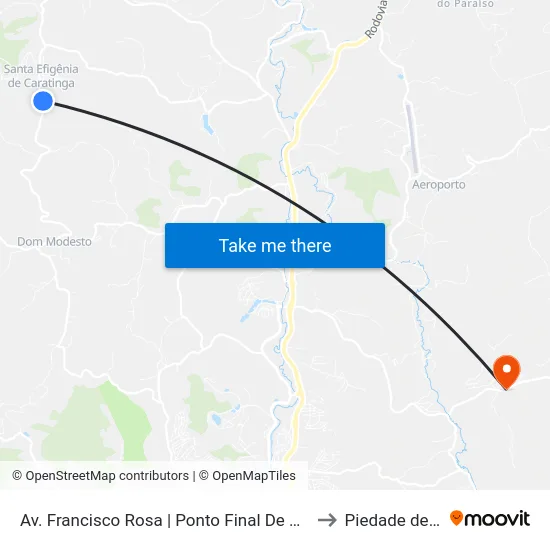 Av. Francisco Rosa | Ponto Final De Santa Efigênia De Caratinga to Piedade de Caratinga map