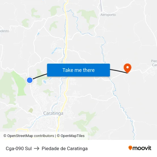 Cga-090 Sul to Piedade de Caratinga map