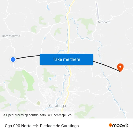 Cga-090 Norte to Piedade de Caratinga map