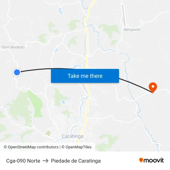 Cga-090 Norte to Piedade de Caratinga map