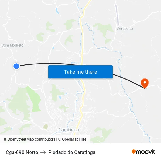 Cga-090 Norte to Piedade de Caratinga map