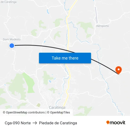 Cga-090 Norte to Piedade de Caratinga map