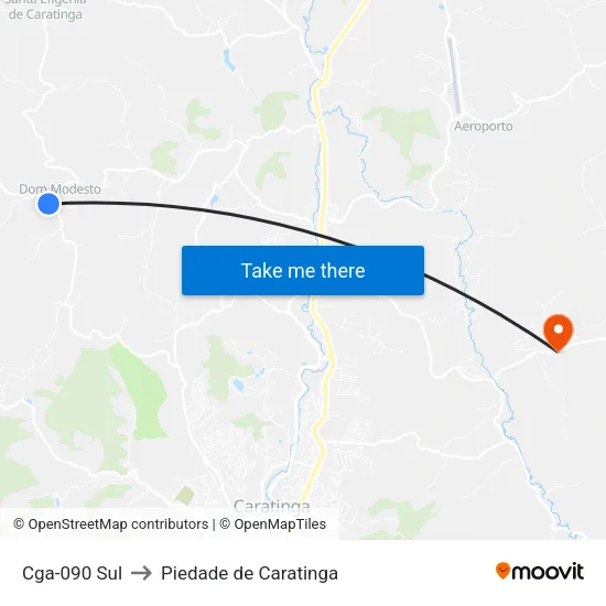 Cga-090 Sul to Piedade de Caratinga map