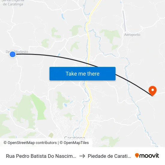 Rua Pedro Batista Do Nascimento to Piedade de Caratinga map