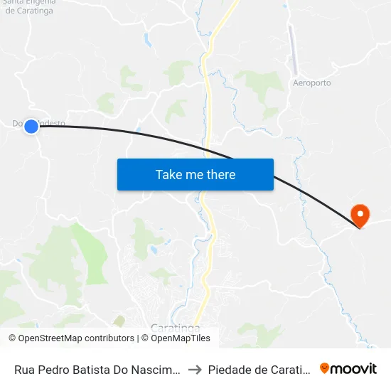 Rua Pedro Batista Do Nascimento to Piedade de Caratinga map