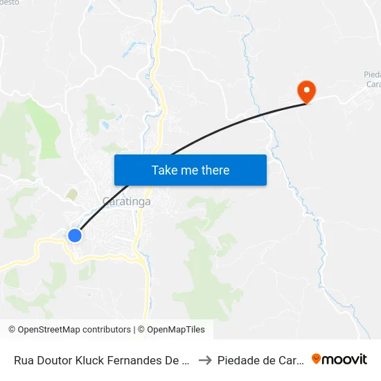 Rua Doutor Kluck Fernandes De Oliveira, 53 to Piedade de Caratinga map