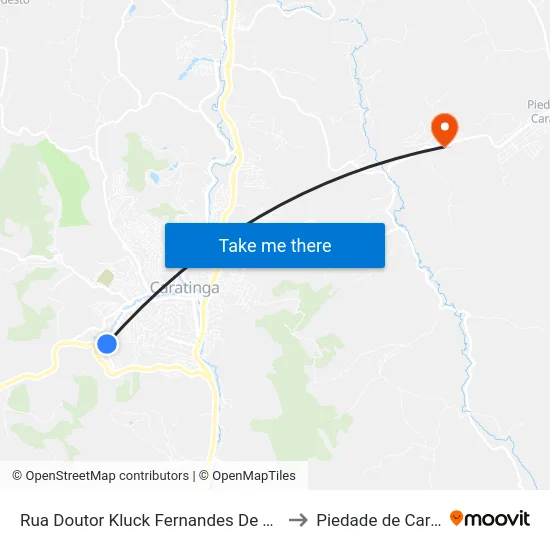 Rua Doutor Kluck Fernandes De Oliveira, 211 to Piedade de Caratinga map