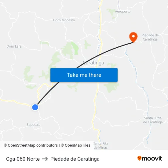 Cga-060 Norte to Piedade de Caratinga map