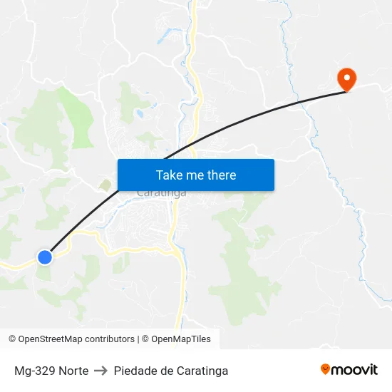 Mg-329 Norte to Piedade de Caratinga map