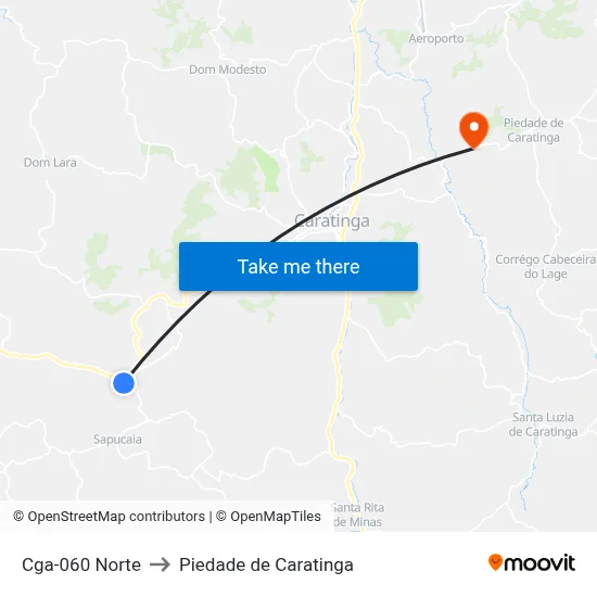 Cga-060 Norte to Piedade de Caratinga map